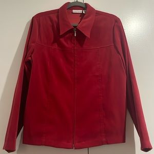 Croft & Barrow Red Faux Suede Zip Up Blazer